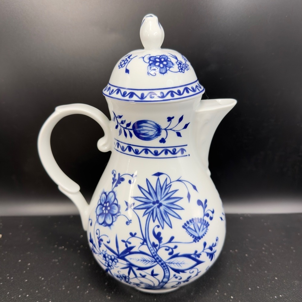 Triptis Porzellan Blue Onion Coffee Pot Zwiebelmuster‎ Germany White Blue Floral - Picture 14 of 14